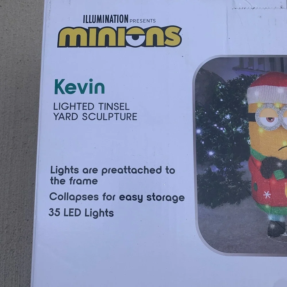 2.5 ft Kevin Despicable Me MINIONS Gemmy LED Lighted Christmas Tinsel Yard Art